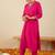 Pink women ethnic motifs embroidered regular sequinned straight kurta with trousers
