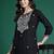 Black floral embroidered kurta