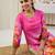 Pink floral printed straight pure cotton kurta