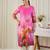Pink floral printed straight pure cotton kurta