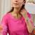Pink floral printed straight pure cotton kurta