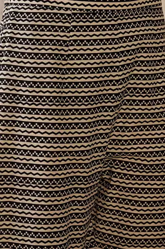 Black women printed regular pure cotton kurta with trousers