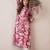 Pink floral printed notch neck thread work cotton straight kurta