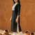 Black women ethnic motifs embroidered thread work kurta