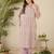 Lavender women floral printed regular pure cotton kurta with trousers