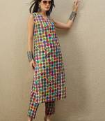 Multicolor women printed regular multicolor color pure cotton kurta with trousers