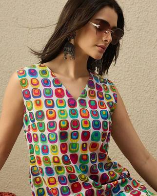 Multicolor women printed multicolor color cotton kurta with trousers 2
