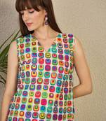 White women printed regular multicolor color pure cotton kurta with trousers