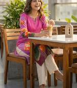 Pink women floral printed kurta