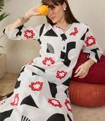 White printed pure cotton tunic with palazzo