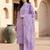 Lavender women floral printed regular pure cotton kurta with trousers & with dupatta