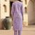 Lavender women floral printed regular pure cotton kurta with trousers & with dupatta