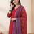 Red women regular kurta with trousers & with dupatta