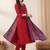 Red women regular kurta with trousers & with dupatta