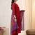 Red women regular kurta with trousers & with dupatta