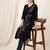 Black floral printed straight kurta