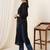 Black floral printed straight kurta