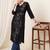 Black floral printed straight kurta