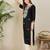 Black floral embroidered thread work round neck straight kurta