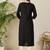 Black floral embroidered thread work round neck straight kurta