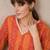 Orange leheriya printed pleated v-neck sequins pure cotton a-line kurta