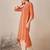 Orange leheriya printed pleated v-neck sequins pure cotton a-line kurta