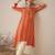 Orange leheriya printed pleated v-neck sequins pure cotton a-line kurta