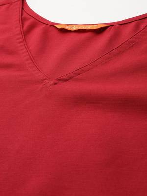 Red kurta with trousers & with dupatta 2