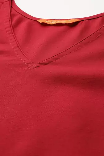 Red kurta with trousers & with dupatta