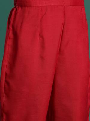 Red kurta with trousers & with dupatta 3