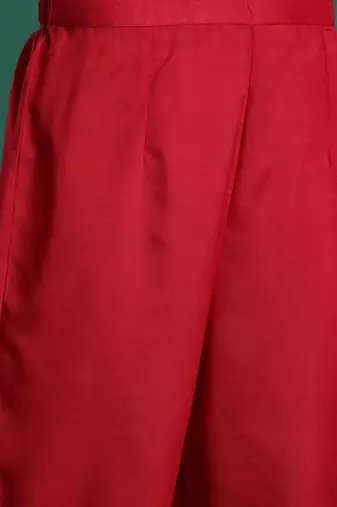 Red kurta with trousers & with dupatta