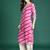 Pink women leheriya printed mirror work kurta