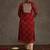 Red women leheriya printed screen print festive straight kurta