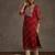 Red women leheriya printed screen print festive straight kurta