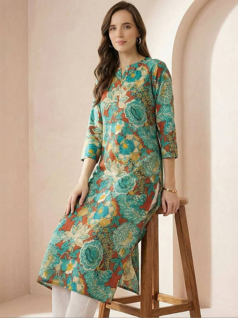 Multicolor women floral printed floral kurta