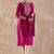 Pink floral embroidered zari work straight kurta