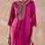 Pink floral embroidered zari work straight kurta