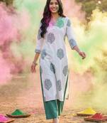 White women floral printed floral kurta