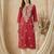 Maroon women floral embroidered thread work kurta