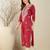 Maroon women floral embroidered thread work kurta