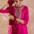 Pink floral embroidered straight zari work kurta