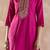 Pink floral embroidered straight zari work kurta