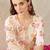 Cream women floral printed thread work floral kurta