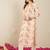 Cream women floral printed thread work floral kurta
