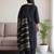 Black women ethnic motifs embroidered regular thread work pure cotton kurta with palazzos & with dupatta