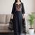 Black women ethnic motifs embroidered regular thread work pure cotton kurta with palazzos & with dupatta