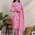 Pink women floral printed pure cotton kurta with trousers & dupatta