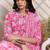 Pink women floral printed pure cotton kurta with trousers & dupatta