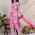 Pink women floral printed pure cotton kurta with trousers & dupatta