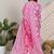 Pink women floral printed pure cotton kurta with trousers & dupatta